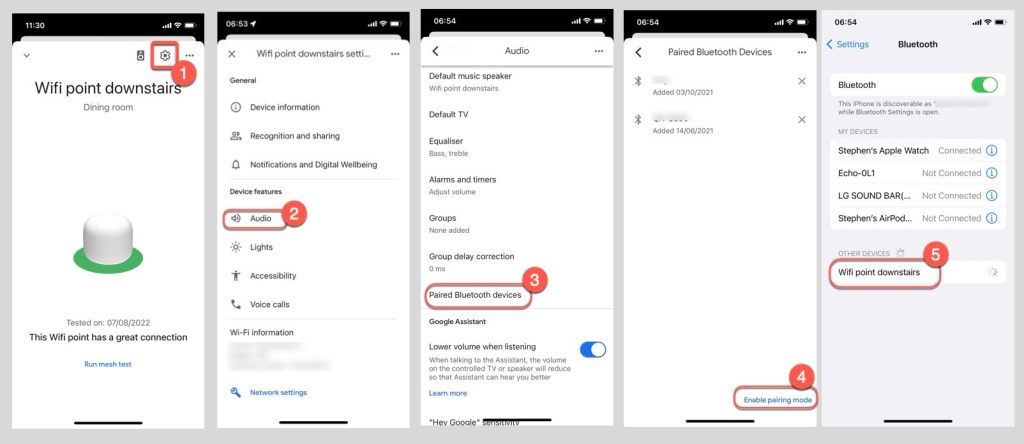 bluetooth pairing with the google home app